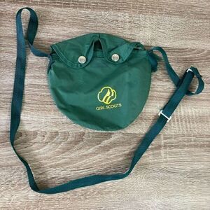 Girl Scouts Vintage Canteen Bag Tote Green 1970s USA‎ Button Youth Size Canvas
